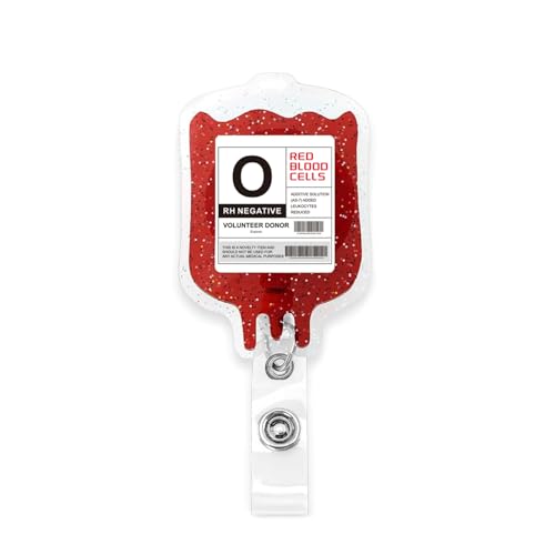 CYILPR Brosche, einzigartiger Ausweishalter in Blutbeutelform, mit Clip, Visitenkartenhalter aus Acryl, ideal für Krankenschwestern, Ärzte und Krankenhauspersonal