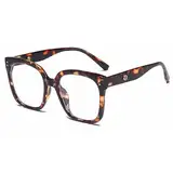 UILYNIU Blaulichtfilter Brille Damen, Blaulichtfilter Brille Computerbrille, Blaulichtbrille Ohne Sehstärke, Blaulichtfilter Brille Herren, RechteckRunde Brillen, Gaming Schutzbrille (Schildpatt)