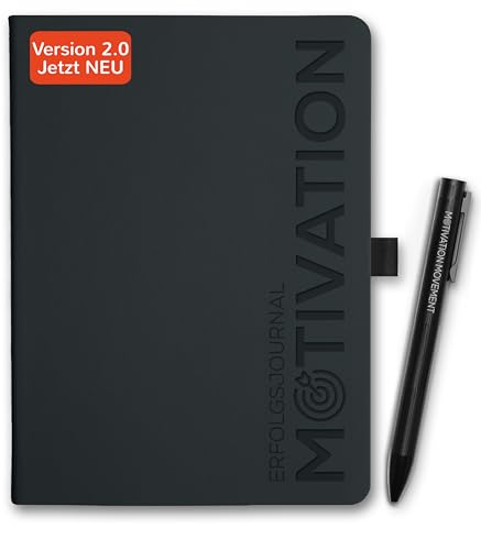 MOTIVATION MOVEMENT Erfolgsjournal - Tagesplaner - Inkl. Lernplattform, Mindset & Workbook - Steigert Fokus & Produktivität - Journal - Planer - DIN A5 - Tagebuch für Erwachsene (1x + Kugelschreiber)