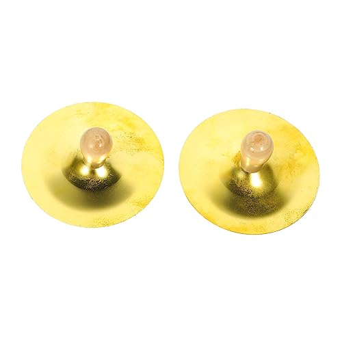 BESPORTBLE 2Stücke Kupfer Cymbals für Bauchtanz Finger Musikinstrument mit Holzgriff Kleine Handbecken für Tanzunterhaltung und Musikförderung