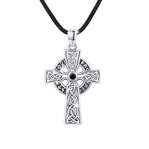 Keltisches Halskette 925 Sterling Silber ViKing Kreuz Kette Keltisches Kreuz Anhänger Keltisches Knoten Kette Vintage Anhänger Amulett Schmuck für Herren Sohn Jungen Damen Männer