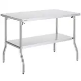 VEVOR Kommerzieller Arbeitstisch, 1220 x 762 mm, Klappbarer Kommerzieller Vorbereitungstisch, Doppelregal-Klapptisch aus Edelstahl, Küchenarbeitstisch mit 350 kg Traglast, Silberfarbene Kücheninsel