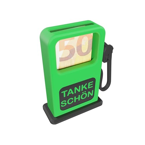 Tankgutschein Geldgeschenk - 3D Tanksäule für Geldgeschenke | Zapfsäule | für Geldscheine | Spritgeld | Tankeschön | $$$ Tanke | Rot, Grün, Blau (Grün_Tanke)