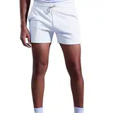 Für Herren Blau Sommer männer Shorts Schnüren Casual Sport Running Training Fitness Drei Punkt Hosen Jogginghose Kurze Sporthosen Regular Freizeithose Herren Kurzgröße Anzughosen (White, XXL)