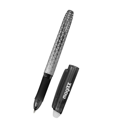 Online magiXX radierbarer Tintenroller Schwarz I Gelschreiber schwarz I radierbare Gel-Mine, medium, austauschbar I Tintenroller mit thermosensitiver Tinte I Radierstift, radierbarer Kugelschreiber