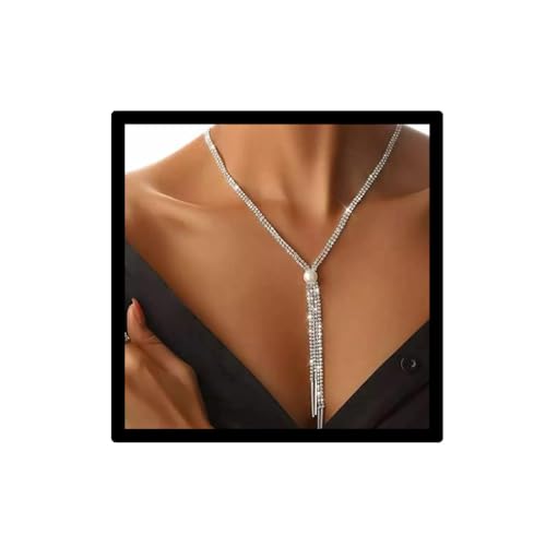 Ushiny Bridal Strass Halskette Schmuck Silber Sparkly Perle Halskette Prom Halskette für Frauen