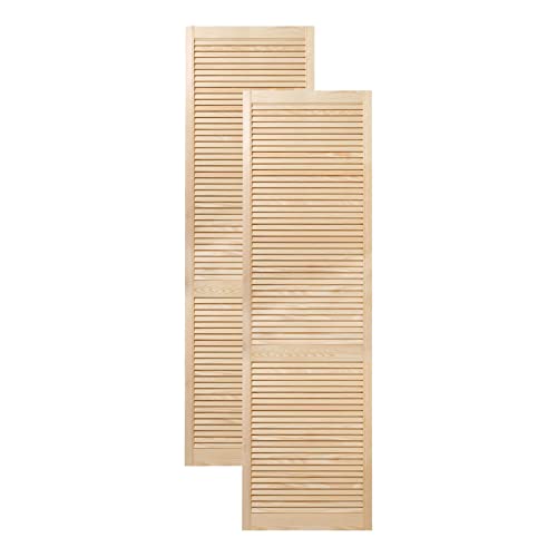 Lamellentür Holztür natur 201,3 x 59,4 cm mit offenen Lamellen für Regale, Schränke, Möbel | Kiefer Holz unbehandelt | Doppel-Paket 2-er Pack