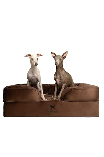 NOAH & PAW Großes Hundebett, orthopädisches Hundebett, Eierschalen-Memory-Schaum mit kühlendem Gel, Innenbezug, wasserdicht, maschinenwaschbar (Samt-Sofa-Kollektion)