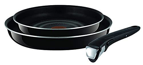 Tefal Ingenio Elegance L23190 Pfannen-Set 3 tlg. | 22 cm, 26 cm | Aluminium | inklusive abnehmbarer Ingenio 5 Griff | grau/blau, 34 x 29 x 6.5 cm