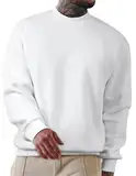 JMIERR Sweatshirt Herren Baumwolle Rundhals Hoodie Pullovers 2024 Winter Männer Soft Langarm Sweatshirts Loose Fit Weiß L