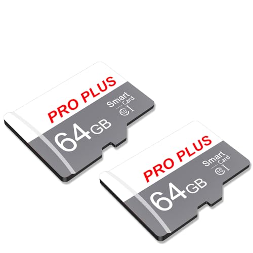 2 Pack SD Karte 64GB mit SD Adapter, High-Speed Speicherkarte, SD Karte UHS-I, A1, C10, TF Card für Mobiltelefon/Kamera(TF183 Weiß Grau 64GB)