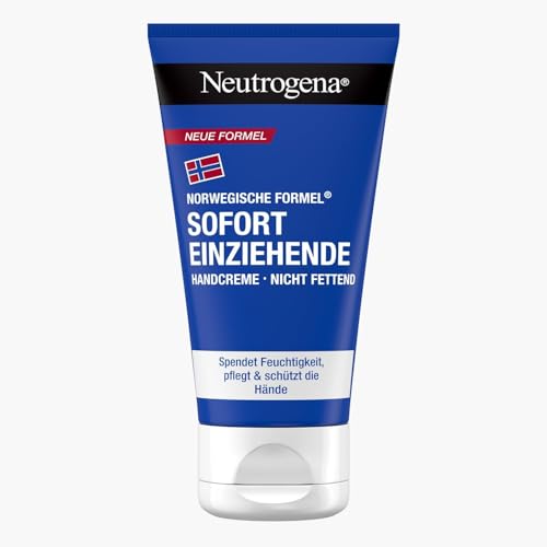 Neutrogena Sofort einziehende Handcreme (75ml), leichte & nicht fettende Feuchtigkeitscreme mit Glycerin + Vitamin E bei trockenen, rissigen Händen