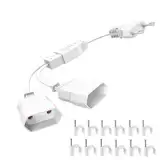 EU Verlängerungsstecker Verlängerungskabel Eurostecker, 2 in 1 Steckdosenadapter mit Flexible Kable, Euro Flaches Stromkabel Verlängerung, EU Flachstecker Verteiler für Computer TV PC Phone, Weiß