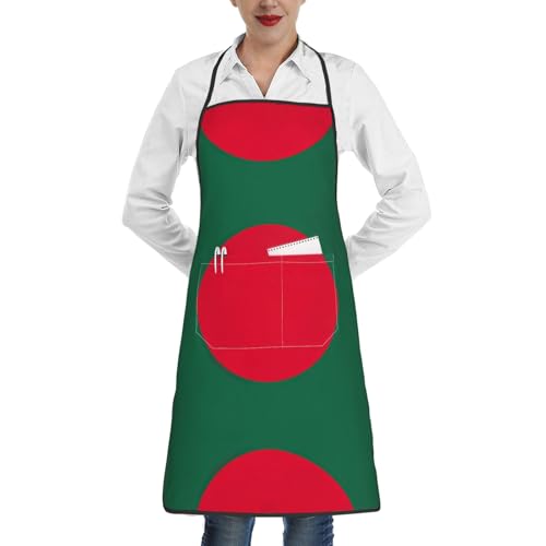 Schürze für Herren und Damen, Motiv: Flagge von Bangladesch mit Schlosskante, universell, für Erwachsene, Küche, Kochen, Grillen, weiß, One size