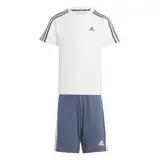 adidas Unisex-Kinder Little Kids Essentials 3-Stripes T-Shirt and Short Set (Gender Neutral) Jugend-/Baby-Jogger, White/preloved Ink, 3-4 Years