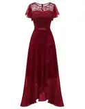 Berylove Abendkleid mit Schlitz Kleid Hochzeit Gast Langes Kleid Abendkleider Elegant für Hochzeit Lang BLP7051 DarkRed 3XL