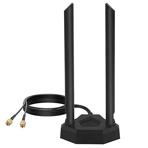 Nelawya Dualband-WLAN-Antenne 8 dBi 2,4 GHz 5 GHz 5,8 GHz RP-SMA-Adapter mit Magnetfuß Innenantenne Kompatibel -Überwachungskamerakarte PCI Wireless Router Bluetooth TP-Link Dlink