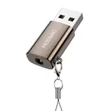 MOSWAG USB auf 3,5 mm Klinke Audio Adapter, Zink Legierung Externe USB Soundkarte auf 3,5 mm Aux Stereo Konverter Adapter, kompatibel mit Kopfhörer, PC, Laptop, Linux, Desktop, PS4 und andere Geräte