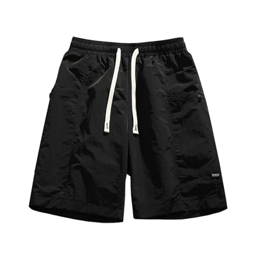 WKAYsIV Trekkinghose Herren wasserdicht Männer Shorts Cargo lockere Jogginghose mit geradem Bein für Herren im Sommer Herren Hosen Business(Schwarz,XL)