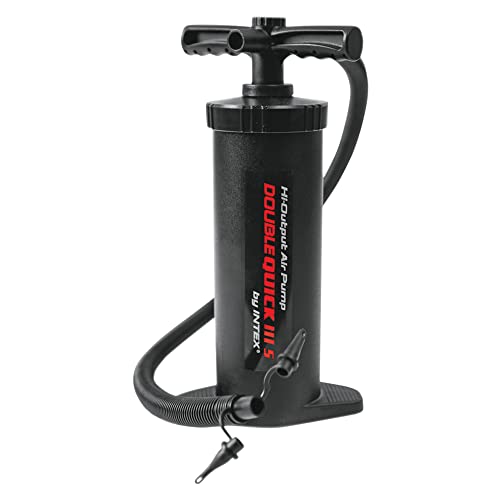 Intex Double Quick 3 S Hand Pumpe - Luftpumpe - 37 cm - Mit 3 Düsenaufsätze 68605 Schwarz L