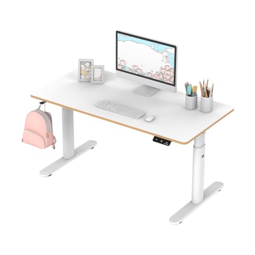 ULTRADESK Kinder Computertisch Elektrischer Gaming-Schreibtisch Pulsar Höhenverstellung - für Schüler - Platz für Zwei Monitore - Beinfreiheit und Mehr - Inklusive Zubehör - 120x60x55-81cm - Weiß