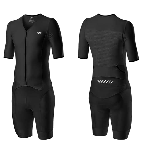 Lo.gas Herren Pro Trisuit Kurzarm Triathlonanzug für Ironman-Rennen und Triathlon-Wettkämpfe - Hochwertiger Triathlon-Anzug für Herren Schwarz L