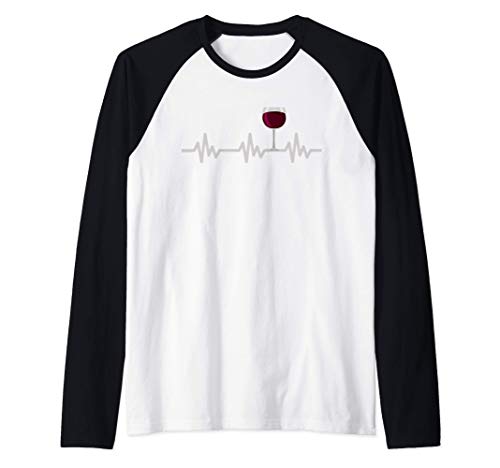 Rotweinglas Herzschlag Weinliebhaber Weinkenner Heartbeat Raglan