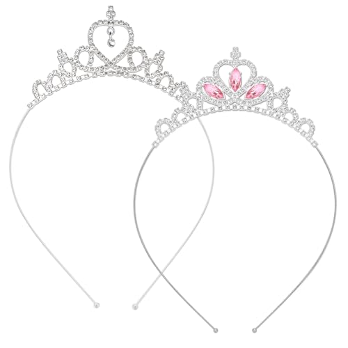 Prinzessin Tiara Krone Damen, 2 Stück Haar Tiara Strass Hoop Tiara, Strass Kristall Perle Tiara, Rosa Diamanten Tiara Kristall für Frauen Hochzeit Abschlussball Party