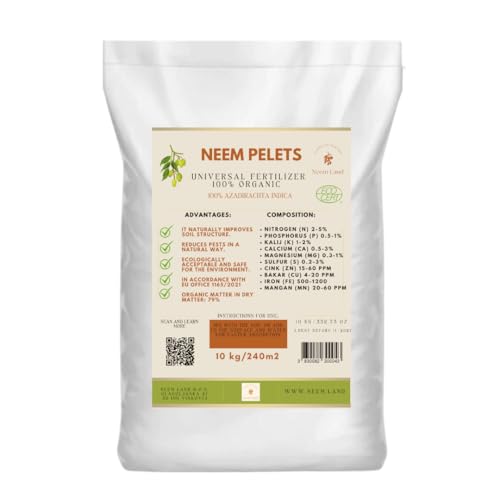 Neem Land Bio Neem Pellets 10kg – Organischer Langzeitdünger für 240-300m² Garten – Für Gemüse, Obst, Olivenbaum, Kompost – 100% Natürlich & Effektiv
