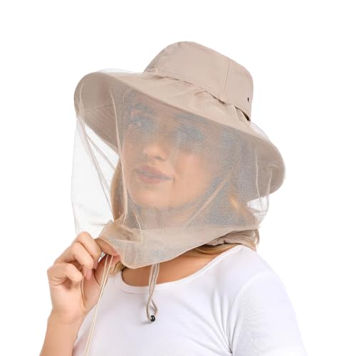 Moskitonetz Kopfschutz Hut - Damen Und Herren Moskito Hut, 100% Nylon + Polyester Netzgewebe, LSF 50+ Sonnenschutz