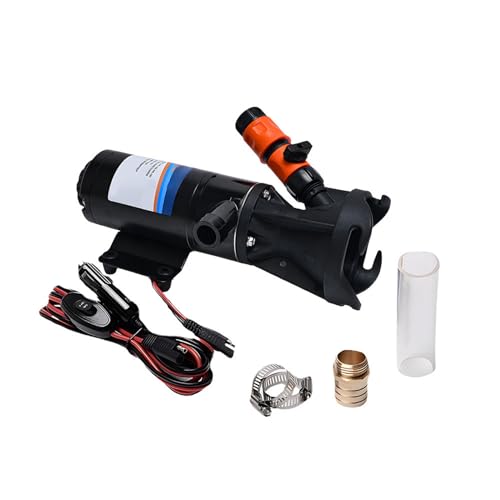 Maceratorpumpe für Wohnmobile, 12gpm Toiletten Macerator Pumpe Küche Abwasserbehandlungseinheit mit transparenten Schlauchverstellbarer -Metallklemmen für Marine's Badezimmer (12V)