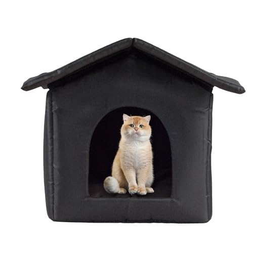 Bvizyelck Wasserdichtes Katzenhaus - Wetterfeste Katzenunterkunft,Katzenzubehör rutschfeste Unterkunft Für Camping Winter Balkon Mehrkatzenhaushalt