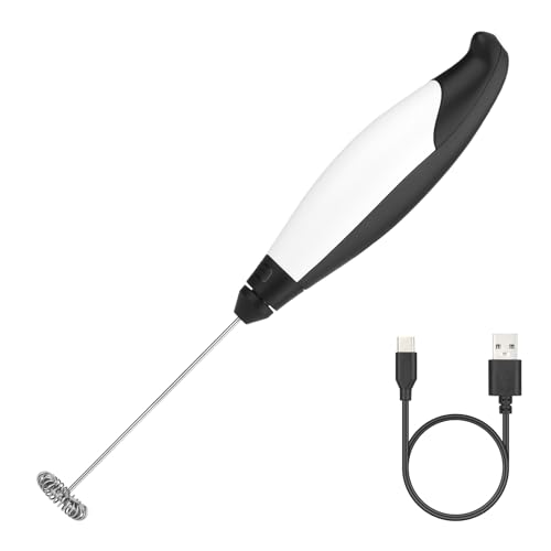 Elektrischer Milchaufschäumer-Stab, USB Aufladbar Handheld Milchaufschäumer Mixer, Elektrischer Milk Frother mit 3 Geschwindigkeiten, Milchaufschäumer Handgerät für Latte, Mokka, Backen, Kuchen