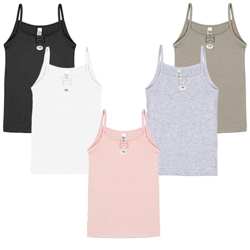 SAMILY Unterhemden Mädchen Baumwolle 5er Pack Spaghettiträger Tanktop Unterwäsche Gr. 110/116, 5-6 Jahre