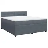 vidaXL Boxspringbett, Doppelbett mit Matratze Matratzenauflage, Bettgestell mit Lattenrost Kopfteil, Polsterbett Bett für Schlafzimmer, Dunkelgrau 180x200cm Samt