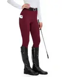 HMILES Reitleggings Damen Vollbesatz High Waist Elastische Reithose Damen mit Handytasche Gürtelschlaufen Rot M