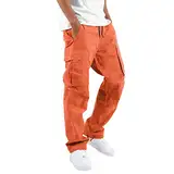 EMAlusher Arbeitshose Herren, Cargohose Herren 3/4, Mit Taschen Sommerhose Freizeit Laufhose Pants Chinohose Männer Freizeithose Streetwear Chino Hose Funky Outdoorhose Sporthose