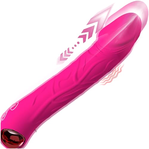 Dildo Vibrator Stoßfunktion, 2 in 1 G Punkt Vibration für Frauen, Sex Spielzeug für die Frau Paare Extrem, Realistischer Silikon Anal Dildo, Budoli Erotisches Sexspielzeug 10 Vibrationen & 3 Stöße