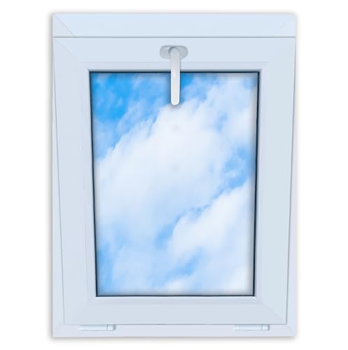 LORAC | Kunststofffenster weiß 600x800mm, 60x80cm, kippbar, Standard-Fenster mit 2-fach Verglasung, energiesparend, Kellerfenster mit CE-Zertifikat, ideal für Wohnräume und Keller