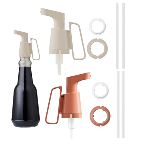Qinsky Gewürzflasche Pressmund,2 Pcs Sirup Pumpspender Pumpenkopf Dosierpumpe Ketchup-Flaschendüse Düse drücken Sojasauce Würze Vakuumpumpe für Küch Badezimmer Hotels