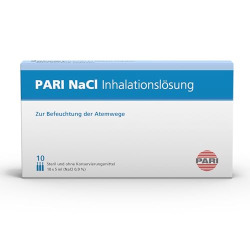 PARI Kochsalzlösung zum Inhalieren für Säuglinge, Kinder und Erwachsene – 10 Ampullen á 5ml NaCl 0,9% Inhalationslösung - Steril und ohne Konservierungsstoffe