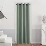 PONY DANCE Thermovorhang Kälteschutz Tür Kinderzimmer Gardinen Junge 1 Stück H 210 x B 132 cm Gardine Salbeigrün Verdunkelungsvorhang Abdunkelnd Tür Vorhänge mit Ösen Curtain