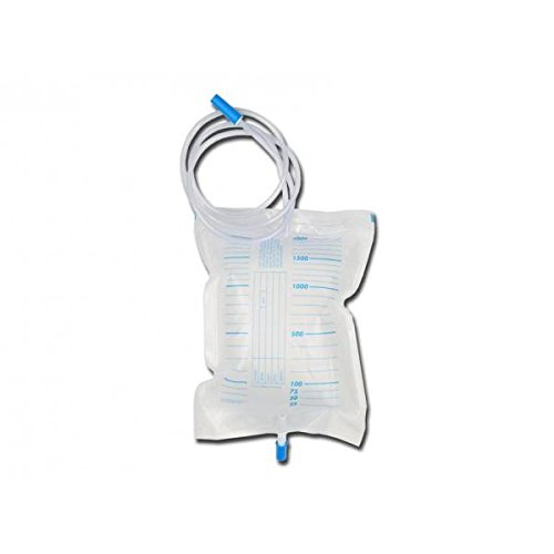 Gima - Urinbeutel mit Rohr, mit Rückschlagventil, Fassungsvermögen 2.000 cc, 130-Cm-Rohr, Polybeutel mit 30 Stücken und 1 Haken