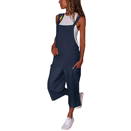 HAOLEI 2024 Damen Overall Aus Baumwolle Und Leinen, Günstig Latzhose Lässig Modisch, Jumpsuit Sommer Elegant Schick, Ärmelloser Cargo-Overall, Sommerhose Leicht Und Luftig, Romper Locker Atmungsaktiv