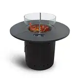 Meateor Gas Feuertisch Ambiente mit 2 Gasbrennern, runde Outdoor Feuerstelle mit Gas und PIEZO Zündung für Garten, Terrasse & Balkon, Feuertisch mit Glasschutz (Feuertisch Ambiente)