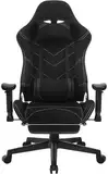 WOLTU Gaming Stuhl Stoff für Sommer, Atmungsaktiv Bürostuhl Gaming Chair Ergonomisch mit Lendenkissen, Gamer Stuhl Racing PC-Stuhl mit Wippfunktion & Fußstütze Live-Streaming Drehstuhl Schwarz