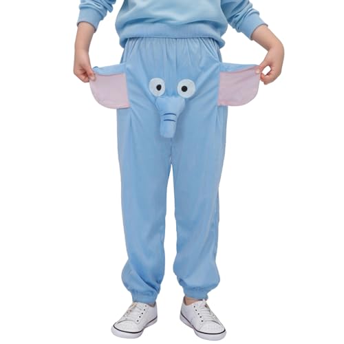Generisch Pyjama Hose für Kinder Niedlich Elefanten Schlafanzughose mit Rüssel Jungen Mädchen Lustig Pyjamahose Elefantenrüssel Pyjama Lang PJ Hose Warme Flanellhose Elefantenhosen Schlafanzughose.