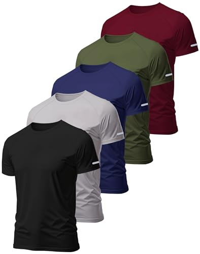 Hioutdoor Sport Tshirts Herren Für 3 Or 5er Pack Funktionsshirt Fitness Kurzarm Männer Atmungsaktiv Schnelltrocknend Trainingsshirt Laufshirt Kurzarm Bodybuilding XL