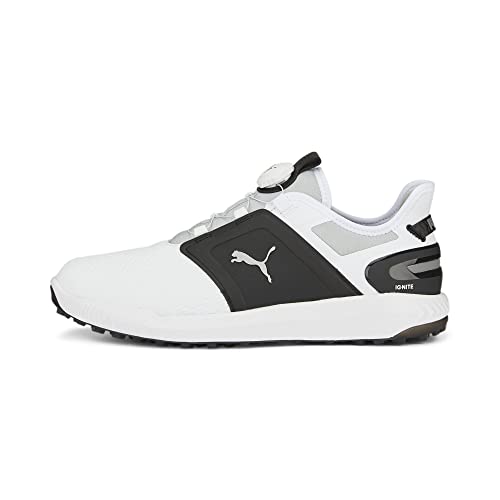 PUMA Herren Ignite Elevate DISC Golfschuh, White Black Silver, 44 EU