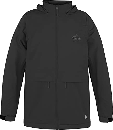 normani Kinder Softshelljacke Regenjacke mit Fleecefutter für Jungen und Mädchen - Wasserdichte, Winddichte Jacke mit 3M™ Scotchlite™ Reflektoren Farbe Schwarz Größe XL/158-164